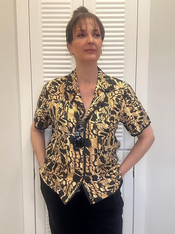 Vintage İpek Desenli Gömlek