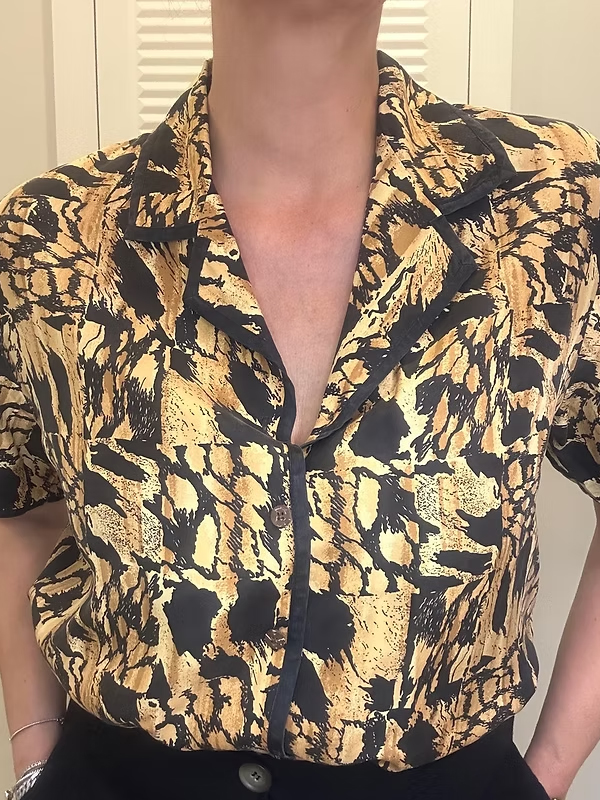 Vintage İpek Desenli Gömlek