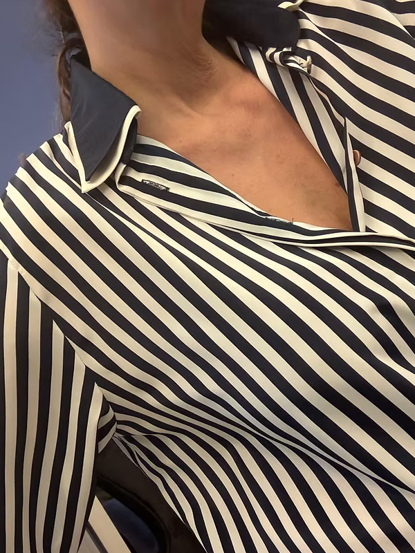 Vintage Çift Yakalı Çizgili Gömlek