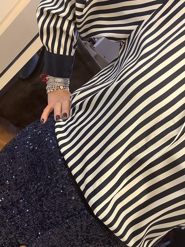 Vintage Çift Yakalı Çizgili Gömlek