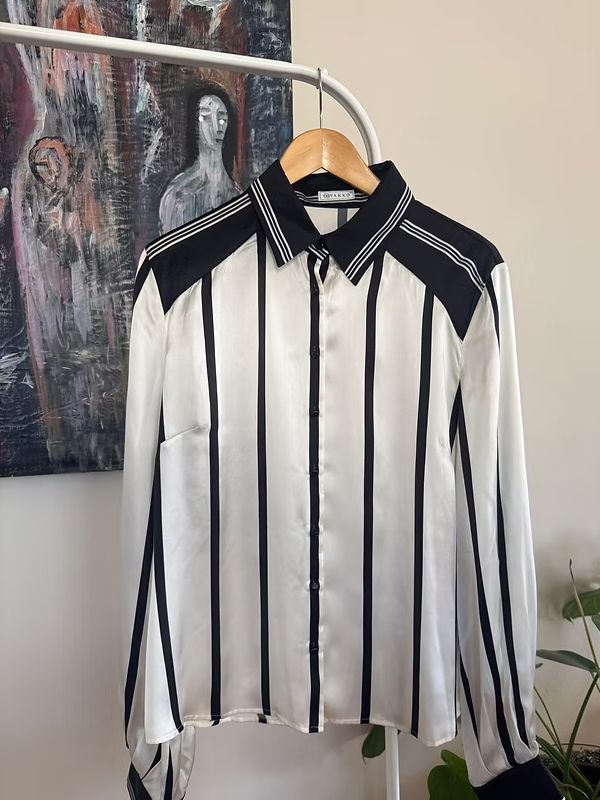 Vakko Çizgili İpek Gömlek