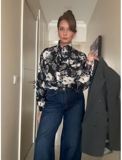 Vintage Made in Italy İpek Gömlek Vintage Made in Italy İpek Gömlek