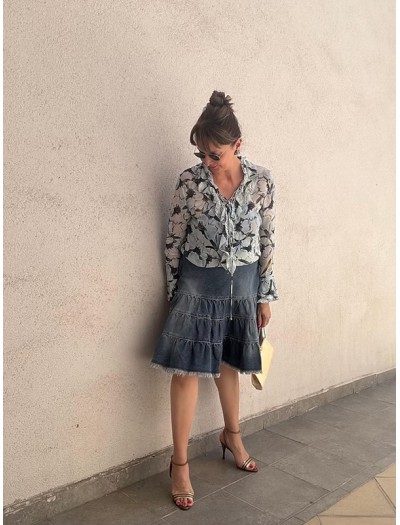 Vintage Tüzün Şifon Fırfırlı Gömlek