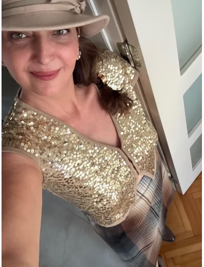 Vintage Gold Pullu Triko Yelek Vintage Gold Pullu Triko Yelek