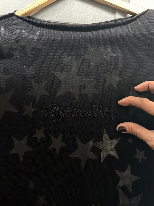 Byblos Blu Yıldız Baskılı ve Boncuklu Kazak