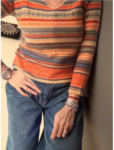 Kaşmir Çok Renkli Kazak Kaşmir Çok Renkli Kazak