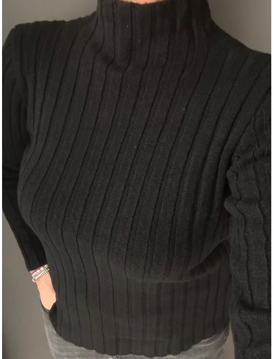 Fitilli Triko Kazak / Siyah Fitilli Triko Kazak / Siyah