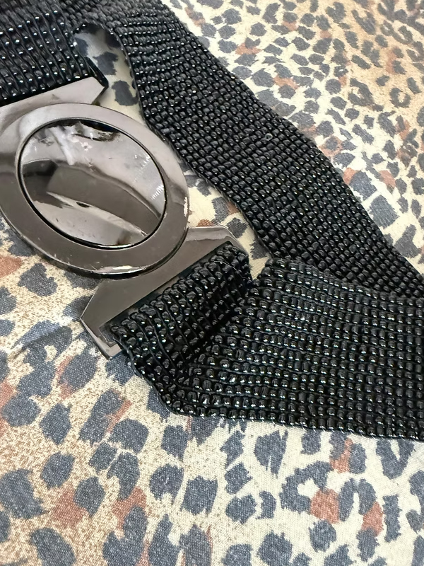 Vintage Lastikli Tamamı Boncuklu Kemer