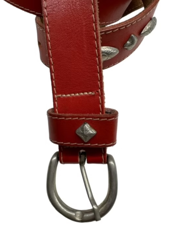 Vintage Metal Aksesuarlı Deri Kemer