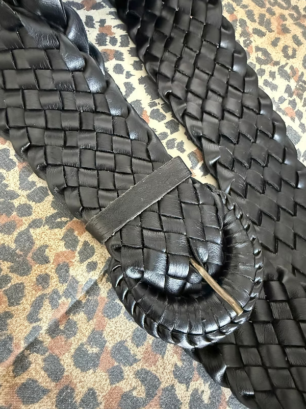 Vintage El Örgüsü Deri Kemer