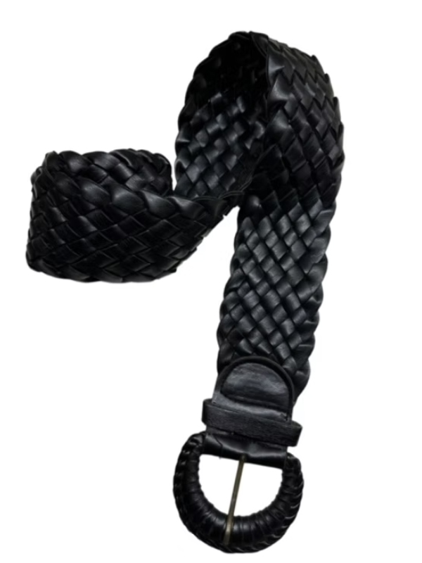 Vintage El Örgüsü Deri Kemer