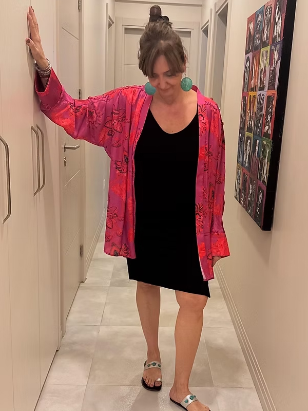 Be Retrokare Saten Fuşya Kimono