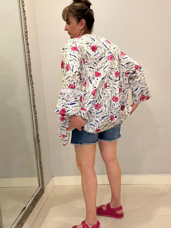 BE RETROKARE Yaka ve Kolları Püskül Detaylı Kimono