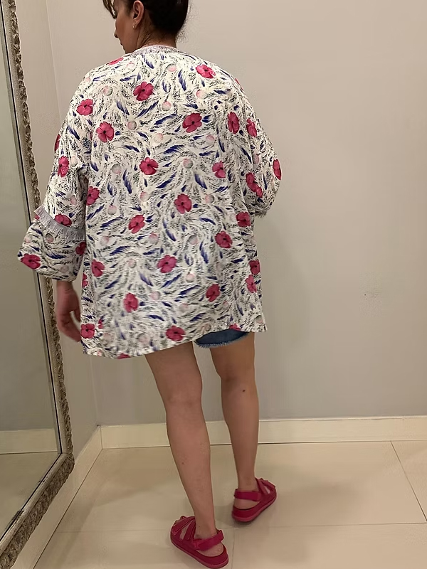 BE RETROKARE Yaka ve Kolları Püskül Detaylı Kimono