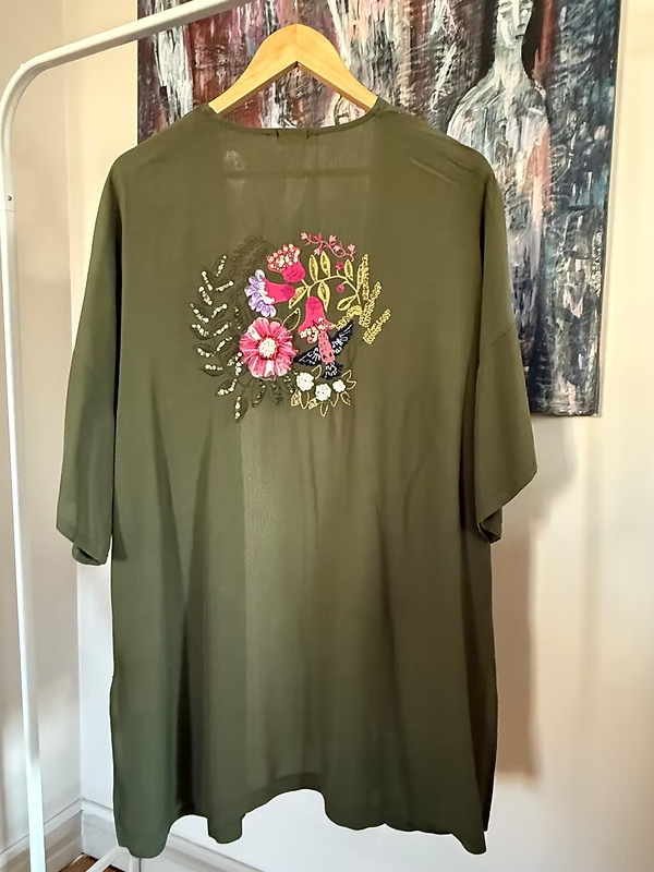 BE RETROKARE Hand Made Arkası Nakışlı Kimono