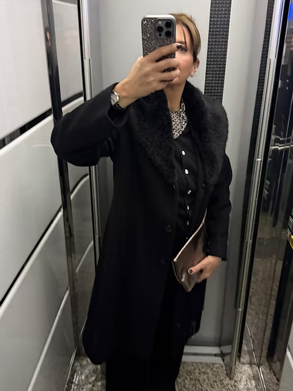 Vintage Peluş Yakalı Palto