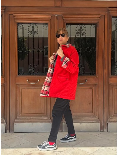 Vintage Ekose Astarlı Trençkot