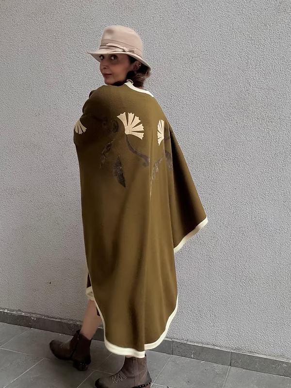 Vintage Süet Detaylı Pelerin