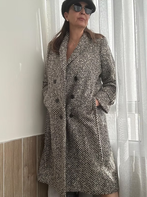 Vintage Balıksırtı Yün Palto