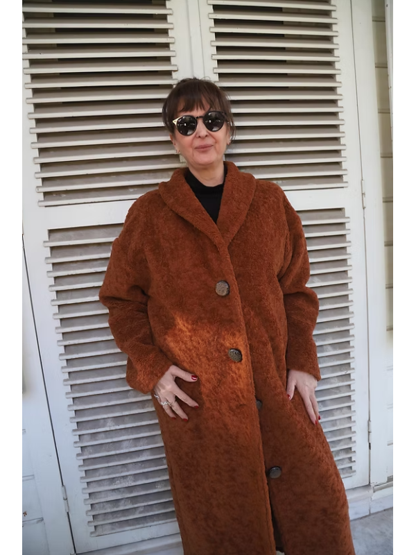 Vintage Tarçın Peluş Manto