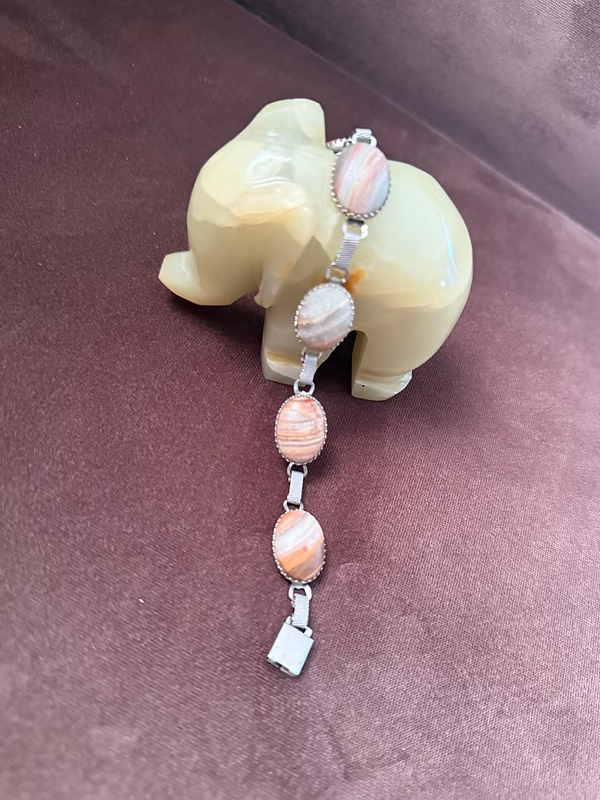 Vintage Doğal Taş Silver Bileklik