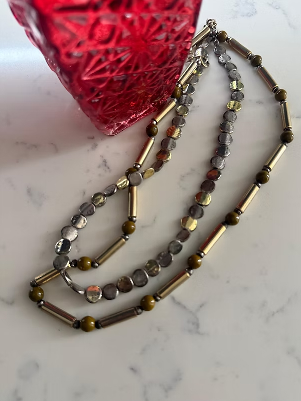 Vintage Gold&Silver Yuvarlak Metal Kolye