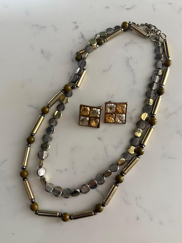 Vintage Gold&Silver Yuvarlak Metal Kolye