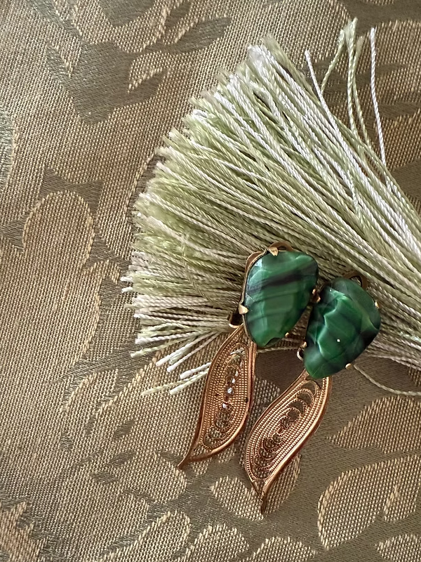 Vintage Gold & Doğaltaş Küpe