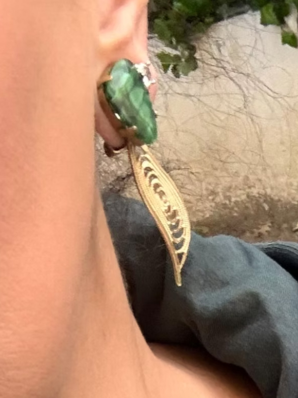 Vintage Gold & Doğaltaş Küpe