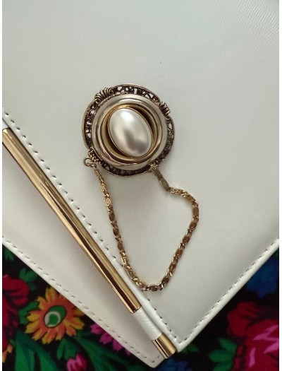 Vintage İncili Gold Broş