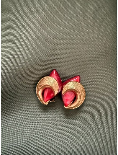 Vintage 80s Bordo / Gold Küpe Vintage 80s Bordo / Gold Küpe