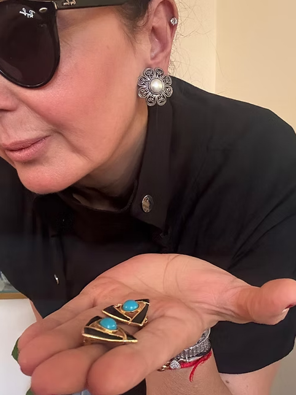 Vintage İncili Gümüş Küpe