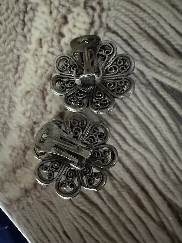 Vintage İncili Gümüş Küpe