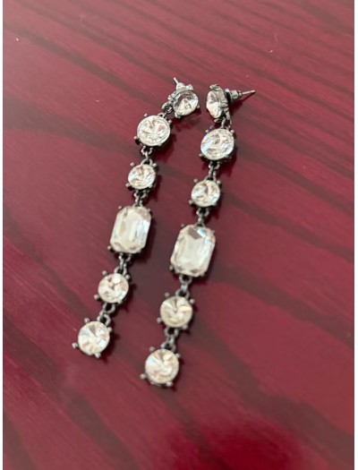 Vintage Kristal Taşlı Sallantılı Küpe