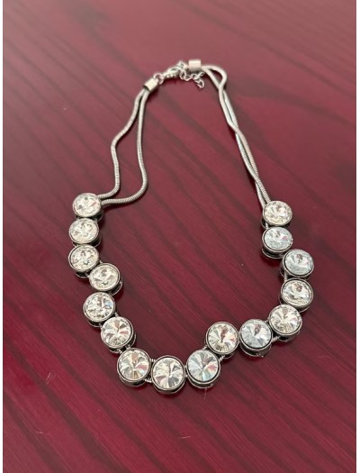 Vintage Yuvarlak Kristal Taşlı Kolye