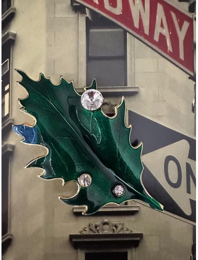 Tasarım mineli yaprak broş