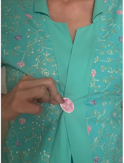 Vintage ipek dokuma broş