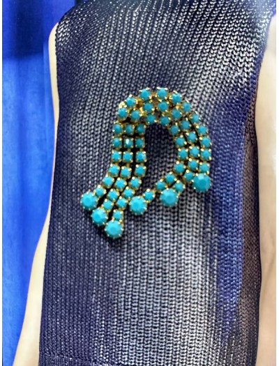 Vintage 60’lar turkuaz taşlı antik broş Vintage 60’lar turkuaz taşlı antik broş