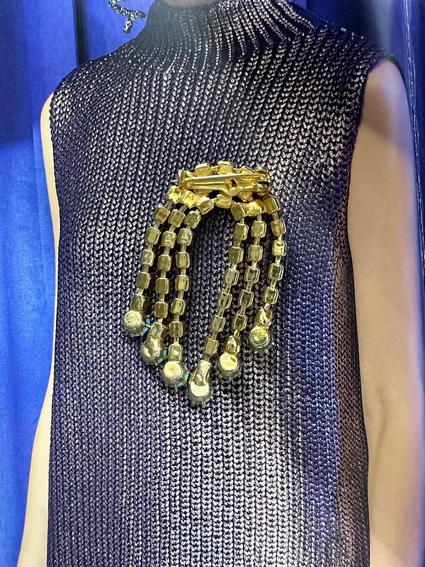 Vintage 60’lar turkuaz taşlı antik broş