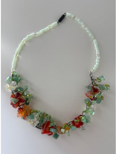 Vintage 70’ler cam çiçek kolye