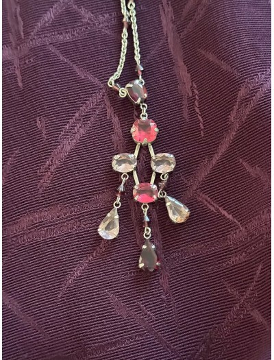 Vintage Mor & Pembe Taşlı Kolye