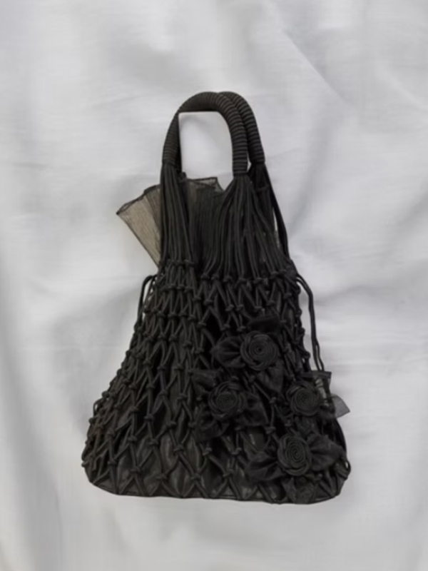 Vintage Organze Tül Detaylı Saten Çanta