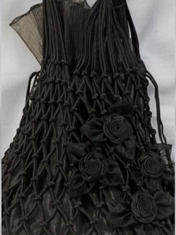 Vintage Organze Tül Detaylı Saten Çanta