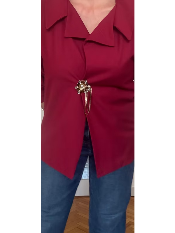 Vintage Germany Gold Taşlı ve İncili Broş