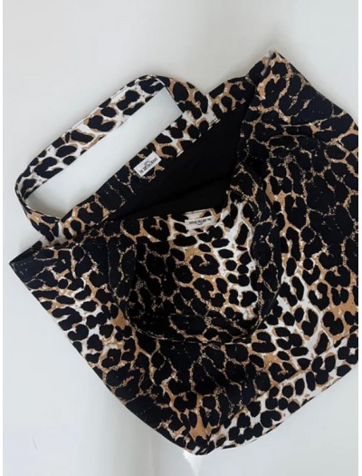 Be Retrokare Leopar Kanvas Çanta