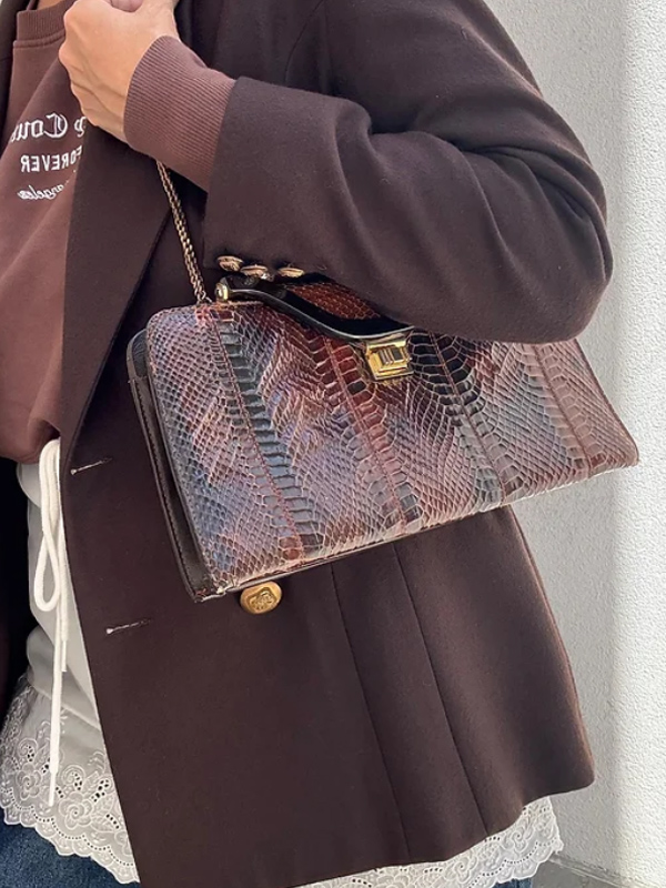 Vintage 80's yılan derisi çanta
