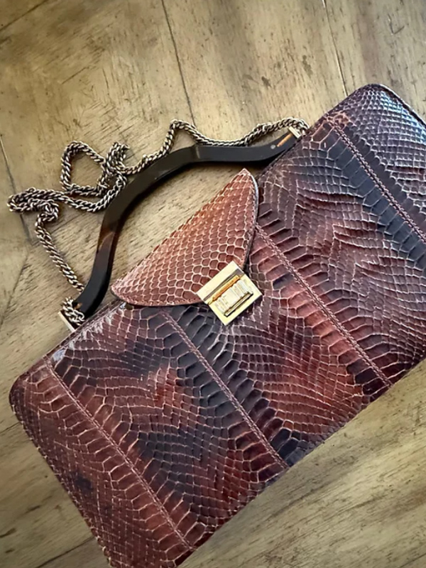 Vintage 80's yılan derisi çanta