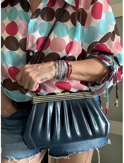 Vintage 80'ler Lacivert Deri Çanta Vintage 80'ler Lacivert Deri Çanta