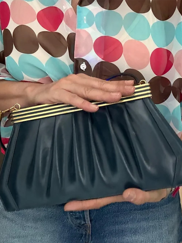 Vintage 80'ler  Lacivert Deri Çanta