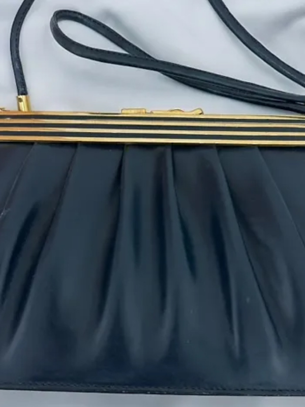 Vintage 80'ler  Lacivert Deri Çanta